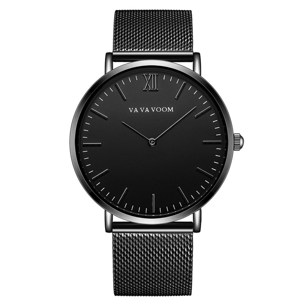 Va Va Voom Va-212 Volledig Stalen Casual Stijl Quartz Horloge Ultradun Herenpolshorloge