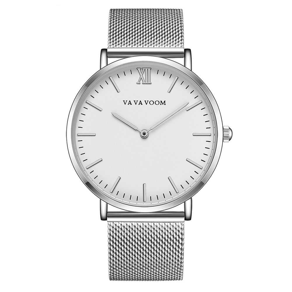 Va Va Voom Va-212 Volledig Stalen Casual Stijl Quartz Horloge Ultradun Herenpolshorloge