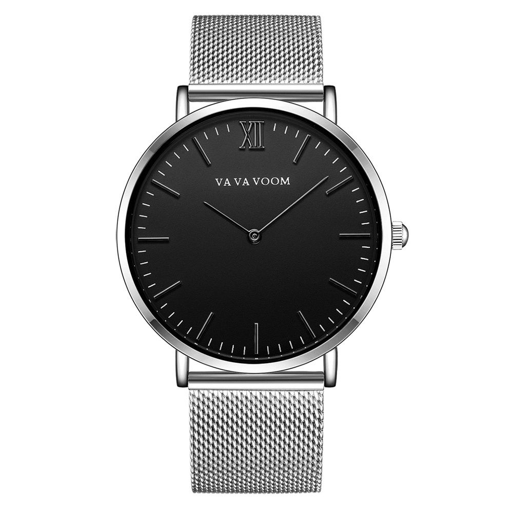 Va Va Voom Va-212 Volledig Stalen Casual Stijl Quartz Horloge Ultradun Herenpolshorloge