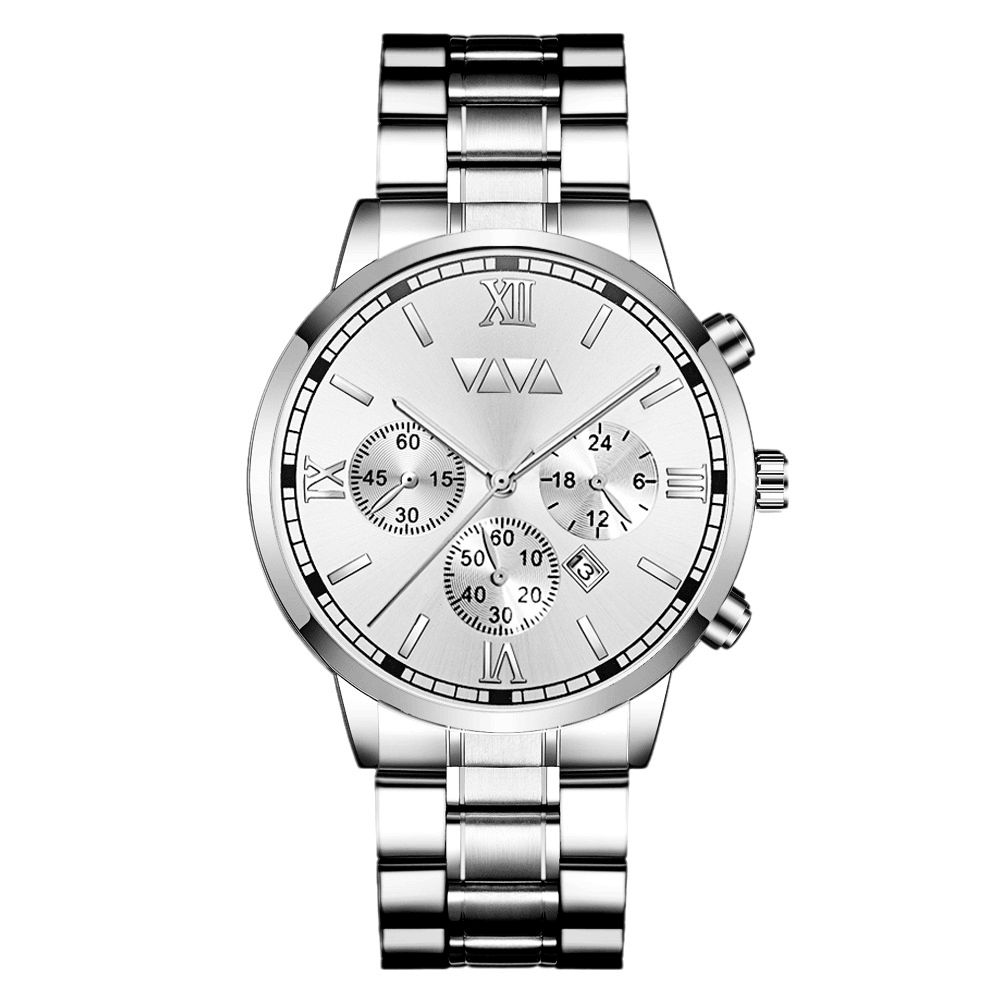 Va Va Voom Va-2142 Mode Herenhorloge Waterdicht Datumweergave Roestvrij Stalen Band Quartz Horloge