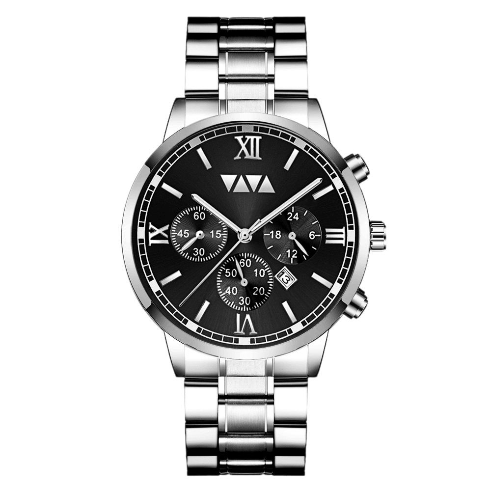 Va Va Voom Va-2142 Mode Herenhorloge Waterdicht Datumweergave Roestvrij Stalen Band Quartz Horloge