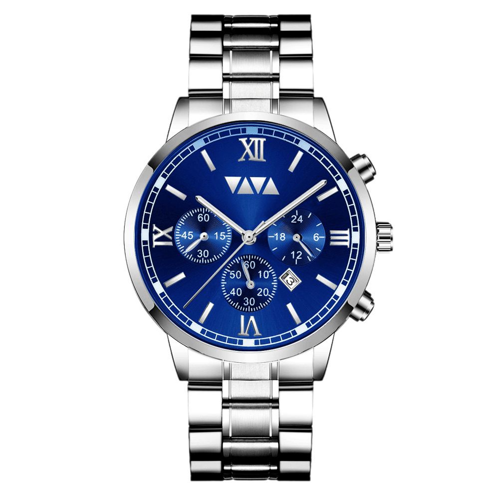 Va Va Voom Va-2142 Mode Herenhorloge Waterdicht Datumweergave Roestvrij Stalen Band Quartz Horloge