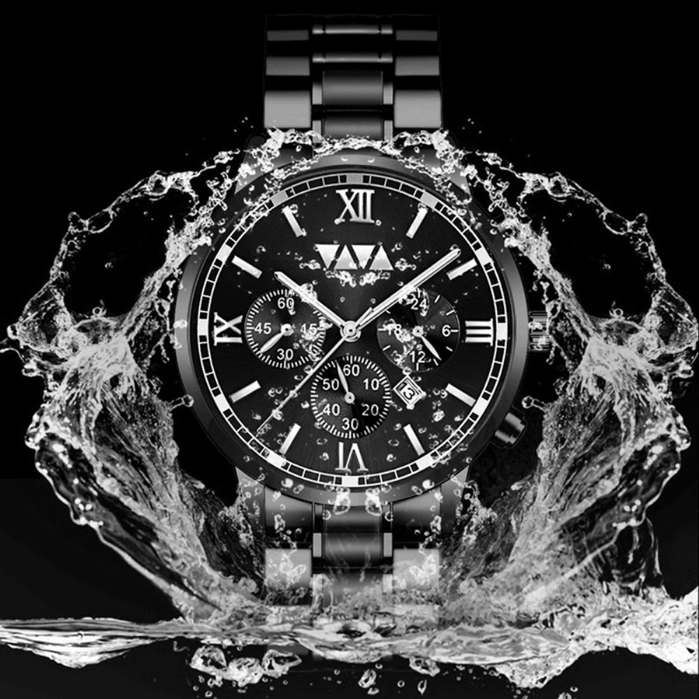 Va Va Voom Va-2142 Mode Herenhorloge Waterdicht Datumweergave Roestvrij Stalen Band Quartz Horloge