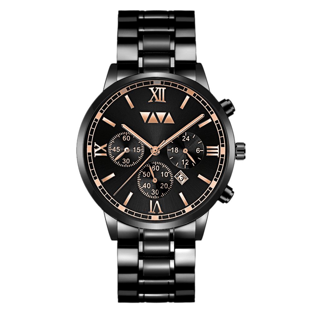 Va Va Voom Va-2142 Mode Herenhorloge Waterdicht Datumweergave Roestvrij Stalen Band Quartz Horloge