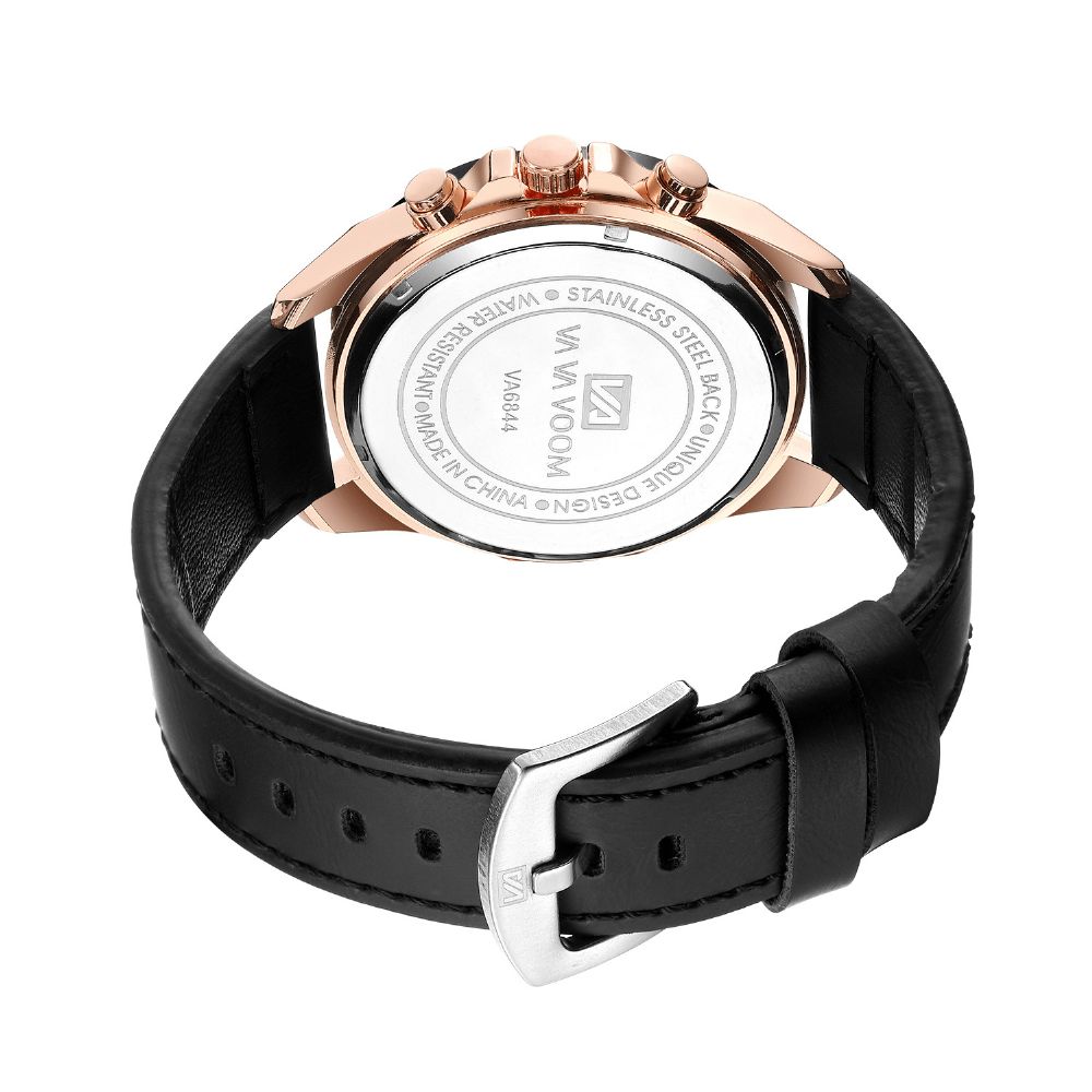 Va Va Voom Va-216 Mode Herenhorloge 3Atm Waterdicht Datumweergave Lederen Band Quartz Horloge