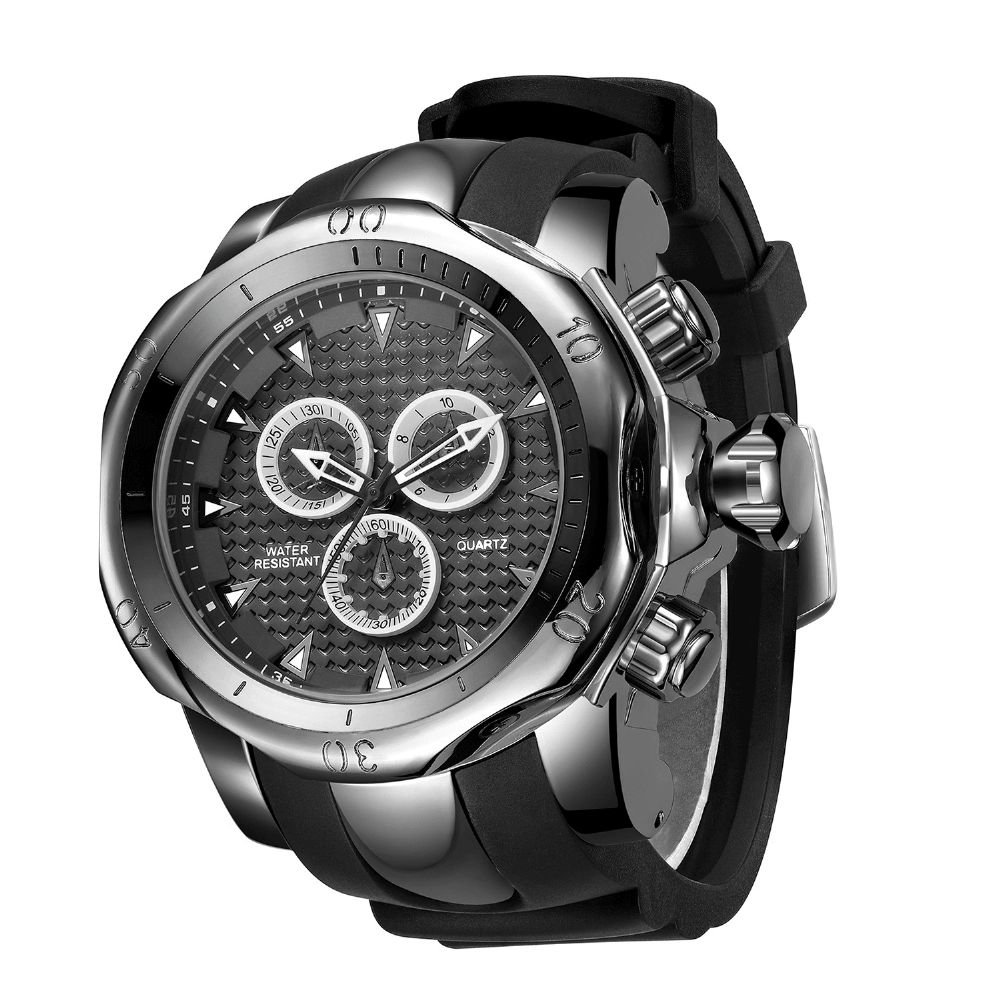 Va Va Voom Va-221 Casual Sport Dual-Scale Grote Wijzerplaat Siliconen Band 3Atm Waterdicht Heren Quartz Horloge