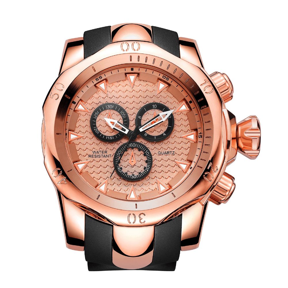 Va Va Voom Va-221 Casual Sport Dual-Scale Grote Wijzerplaat Siliconen Band 3Atm Waterdicht Heren Quartz Horloge