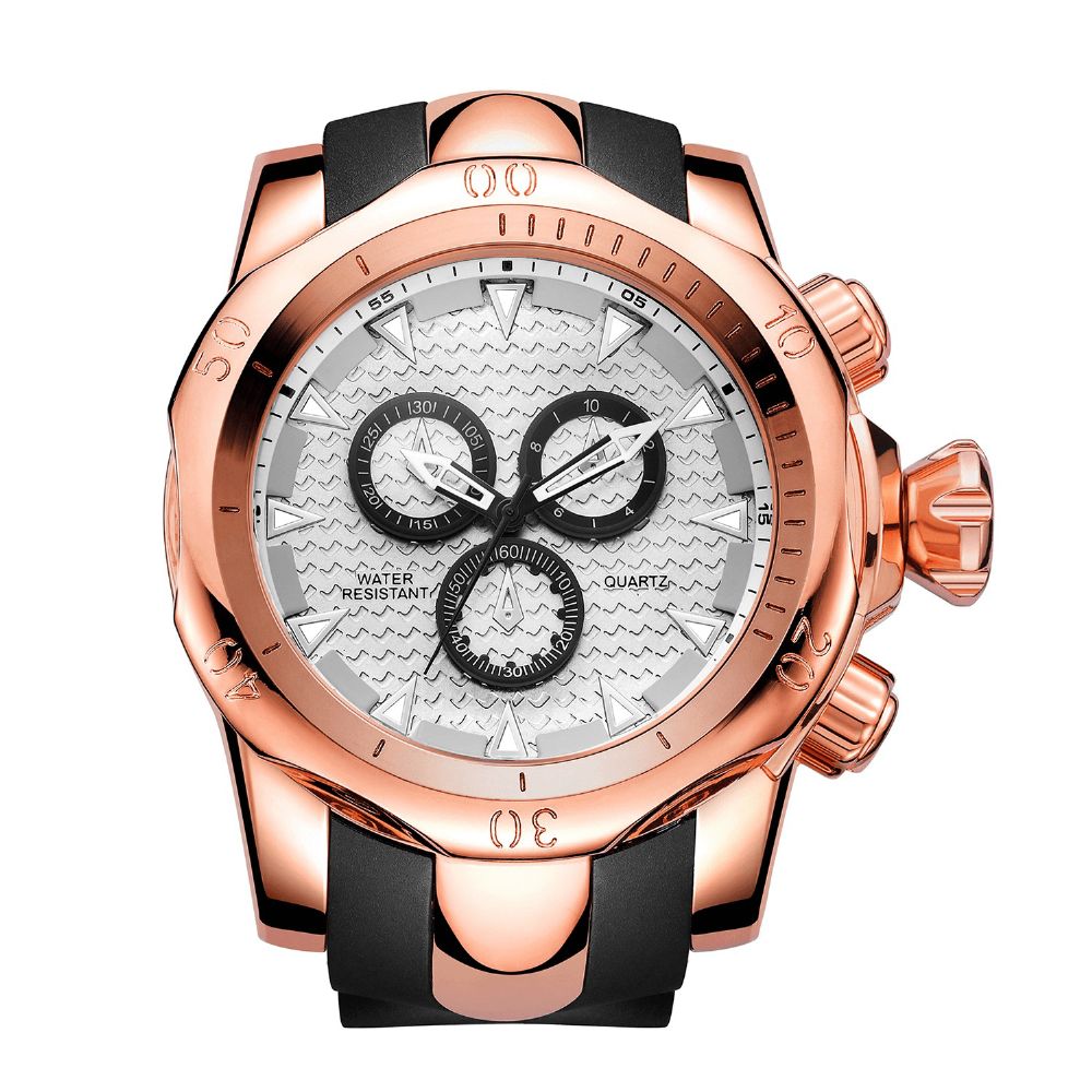 Va Va Voom Va-221 Casual Sport Dual-Scale Grote Wijzerplaat Siliconen Band 3Atm Waterdicht Heren Quartz Horloge