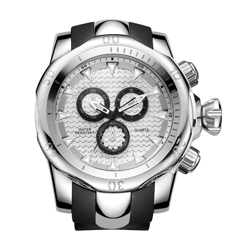 Va Va Voom Va-221 Casual Sport Dual-Scale Grote Wijzerplaat Siliconen Band 3Atm Waterdicht Heren Quartz Horloge