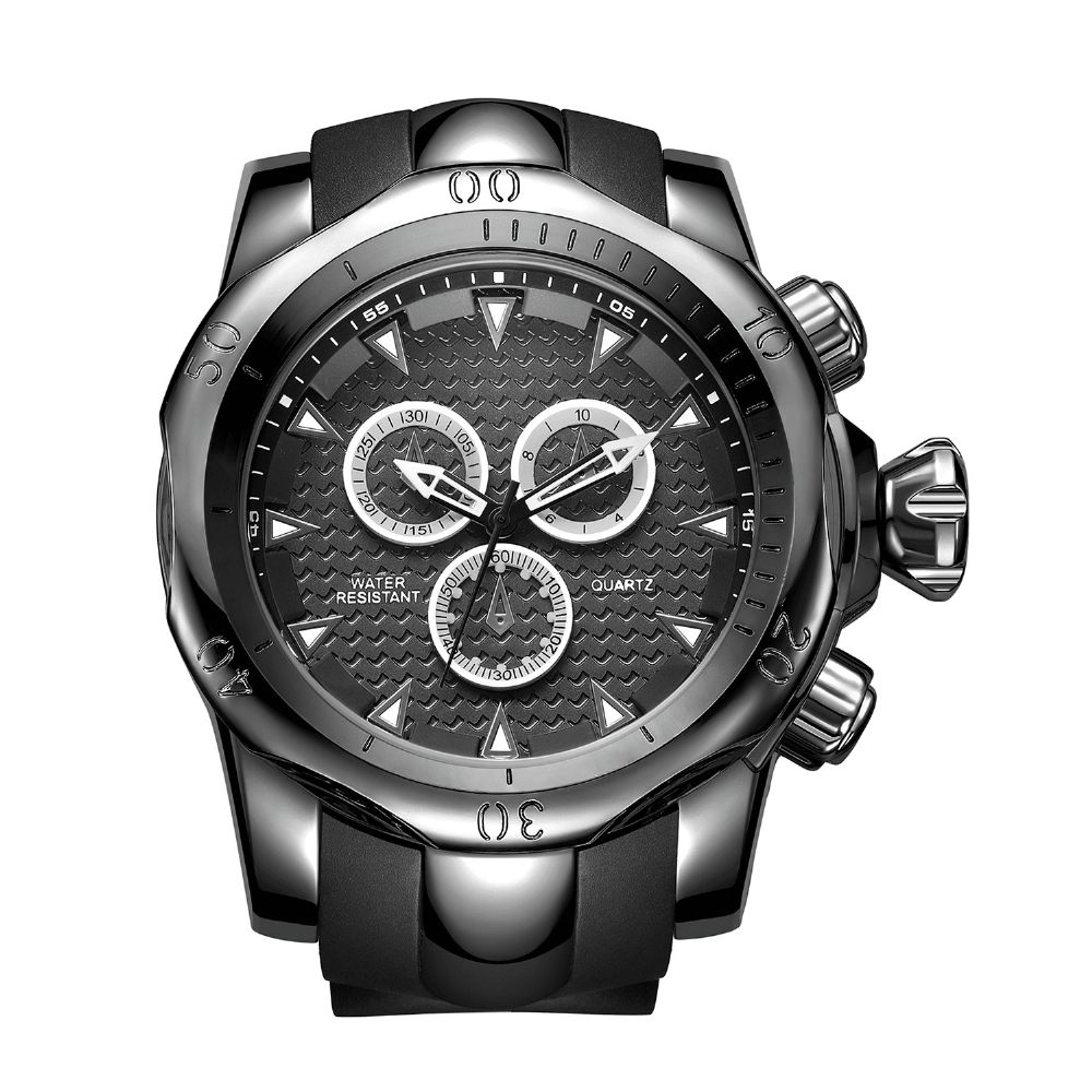 Va Va Voom Va-221 Casual Sport Dual-Scale Grote Wijzerplaat Siliconen Band 3Atm Waterdicht Heren Quartz Horloge