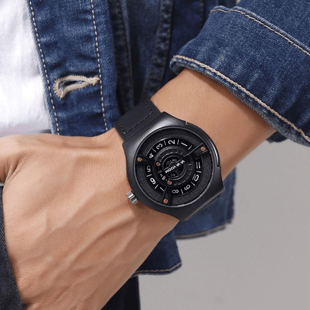 Vava Voom Mode Casual Lederen Band 3Atm Waterdicht Heren Quartz Horloge Polshorloge