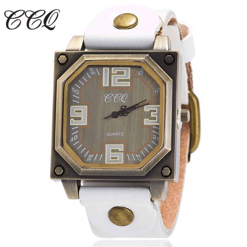 Vintage Casual Vierkante Wijzerplaat Verstelbare Achthoekige Lederen Band Heren Quartz Horloge Polshorloge