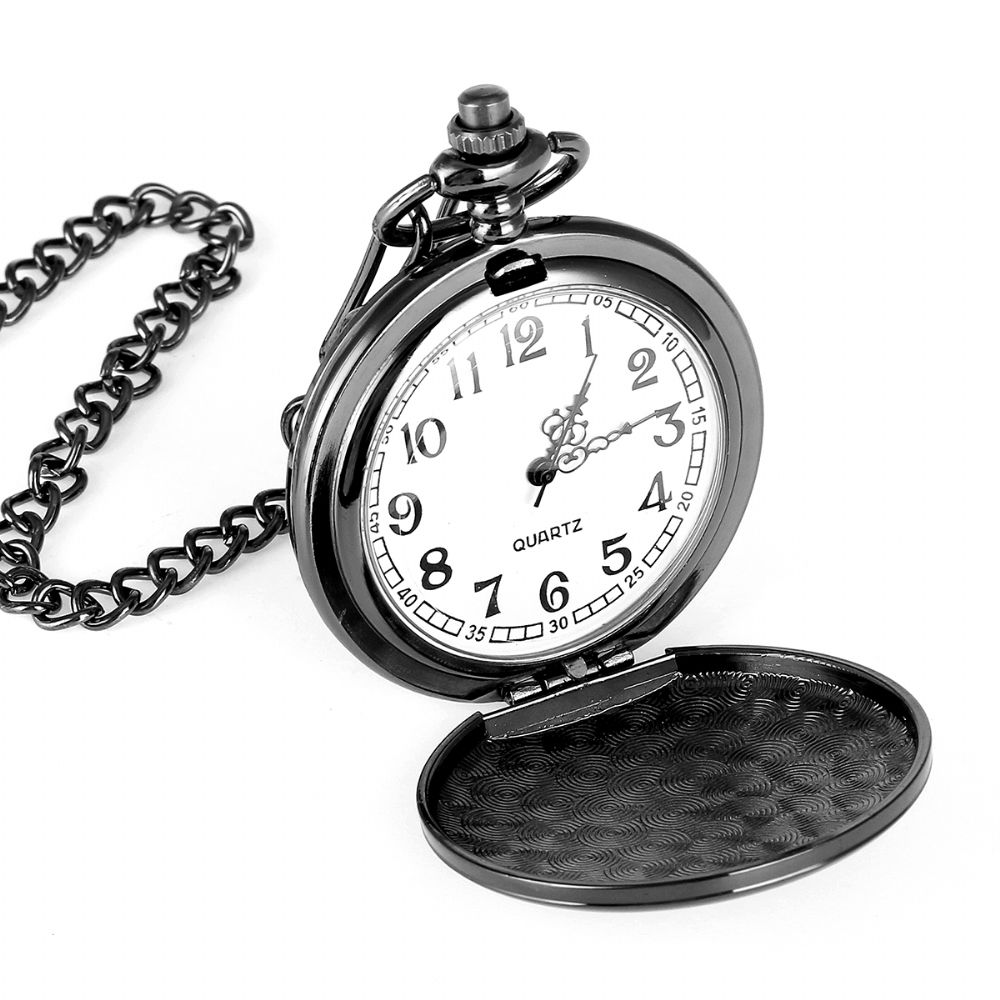 Vintage Retro Arabische Cijfers Tijdweergave Heren Quartz Zakhorloge Met Ketting Ketting