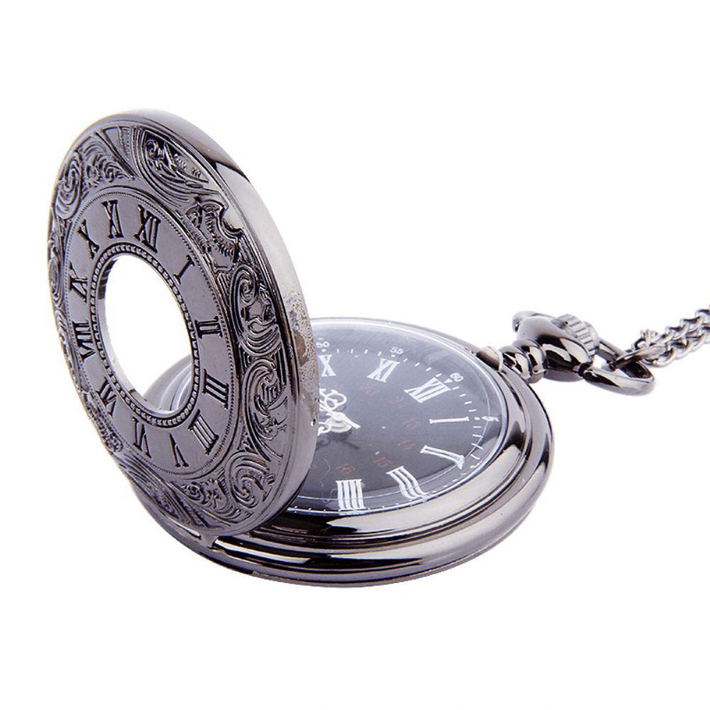 Vintage Retro Romeins Arabisch Nummer Tijdweergave Quartz Chain Zakhorloge