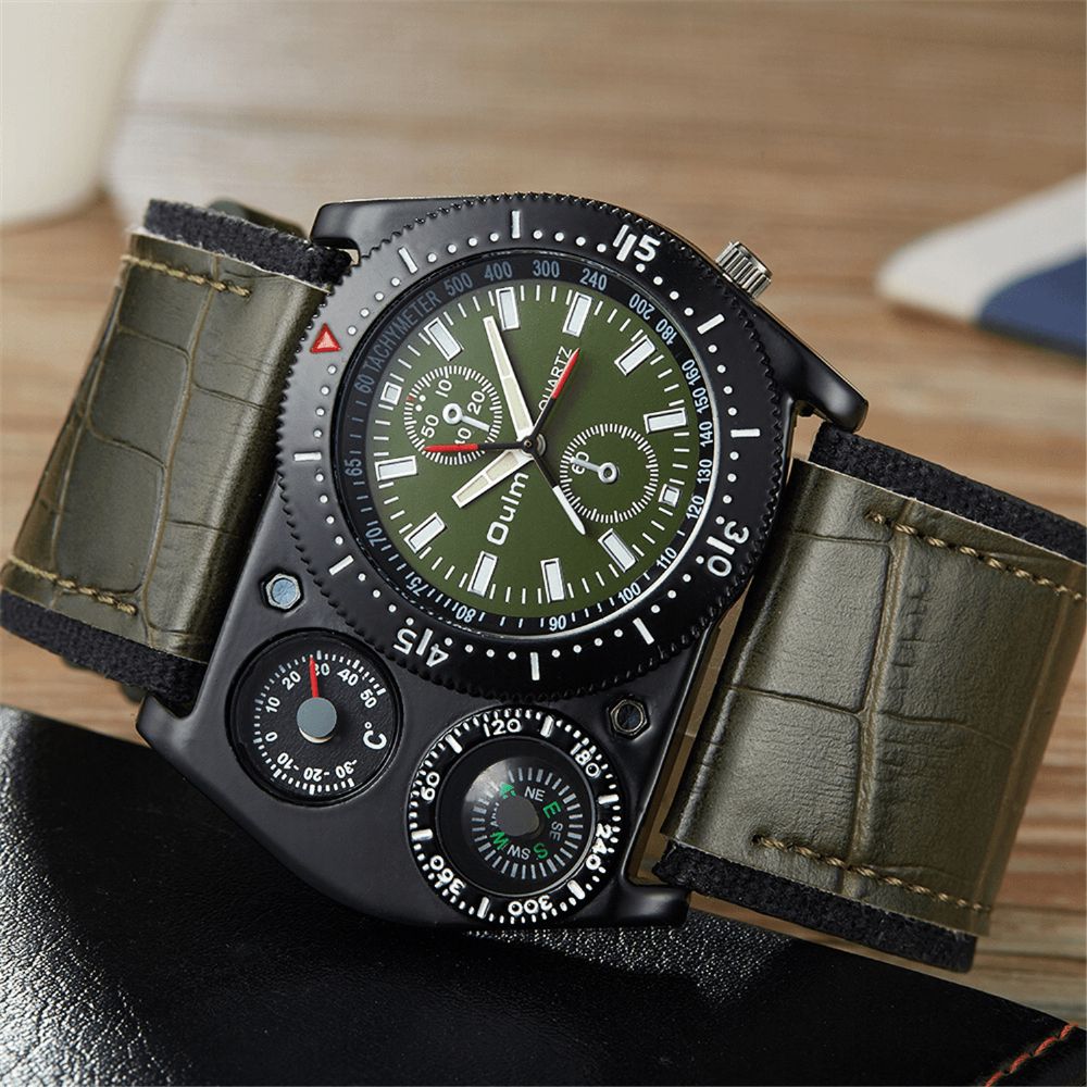 Vintage Versier Wijzerplaat Militair Horloge Verstelbaar Lederen Heren Quartz Horloge