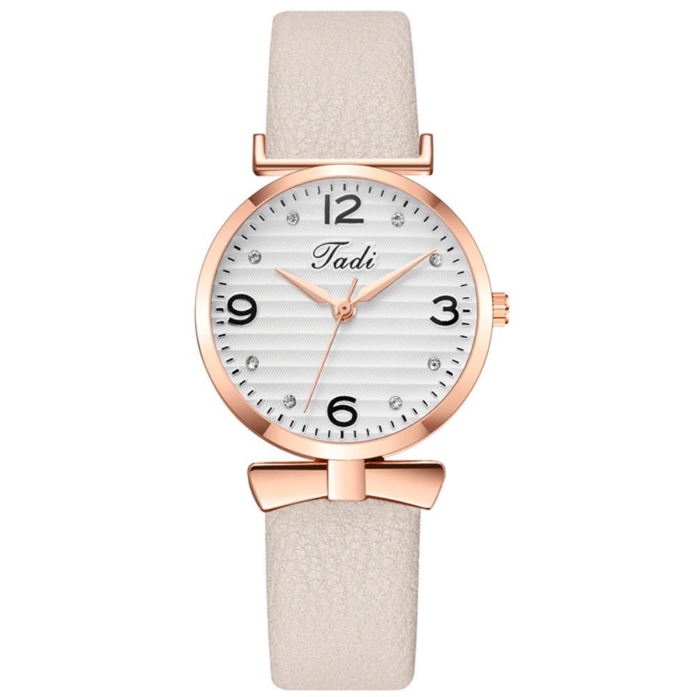 Vrije Tijd Sport Dames Elegante Horloges Lederen Band Arabische Cijfers Grote Quartz Horloge Met Drie Wijzers