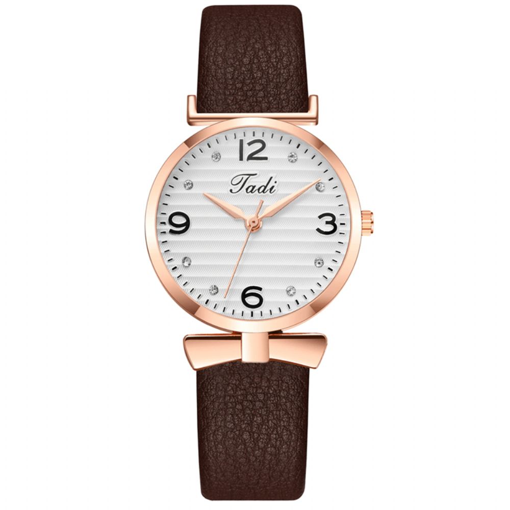 Vrije Tijd Sport Dames Elegante Horloges Lederen Band Arabische Cijfers Grote Quartz Horloge Met Drie Wijzers