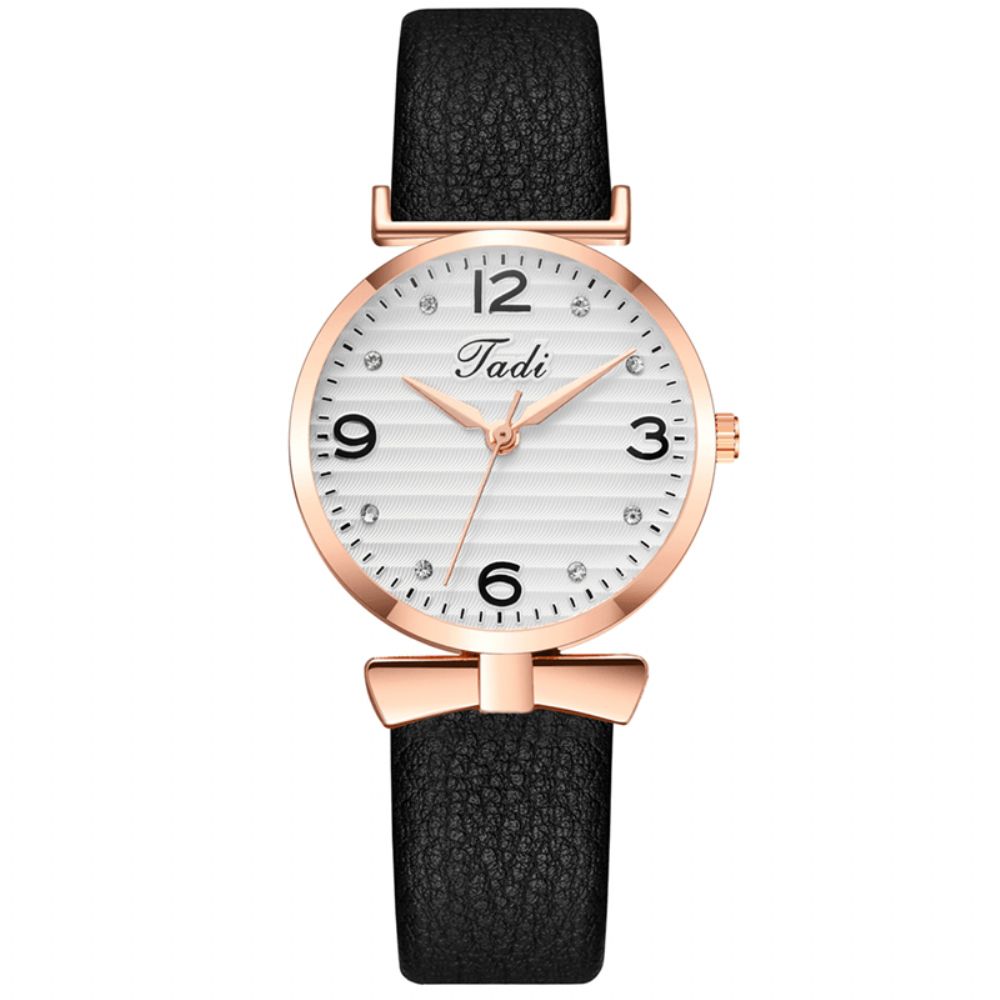 Vrije Tijd Sport Dames Elegante Horloges Lederen Band Arabische Cijfers Grote Quartz Horloge Met Drie Wijzers