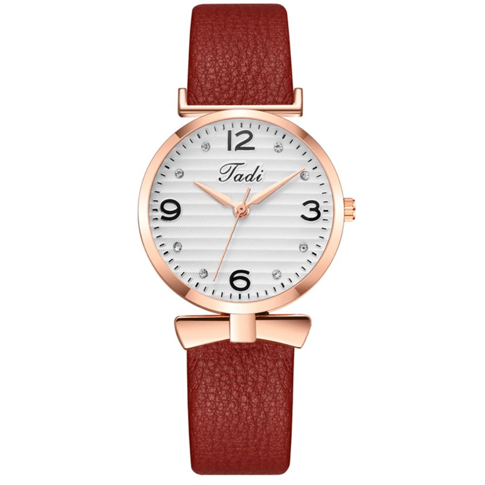 Vrije Tijd Sport Dames Elegante Horloges Lederen Band Arabische Cijfers Grote Quartz Horloge Met Drie Wijzers