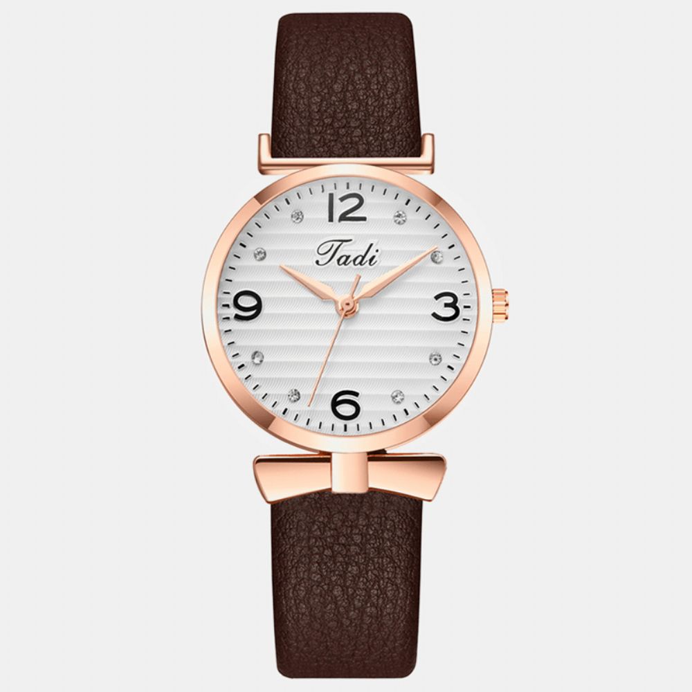 Vrije Tijd Sport Dames Elegante Horloges Lederen Band Arabische Cijfers Grote Quartz Horloge Met Drie Wijzers