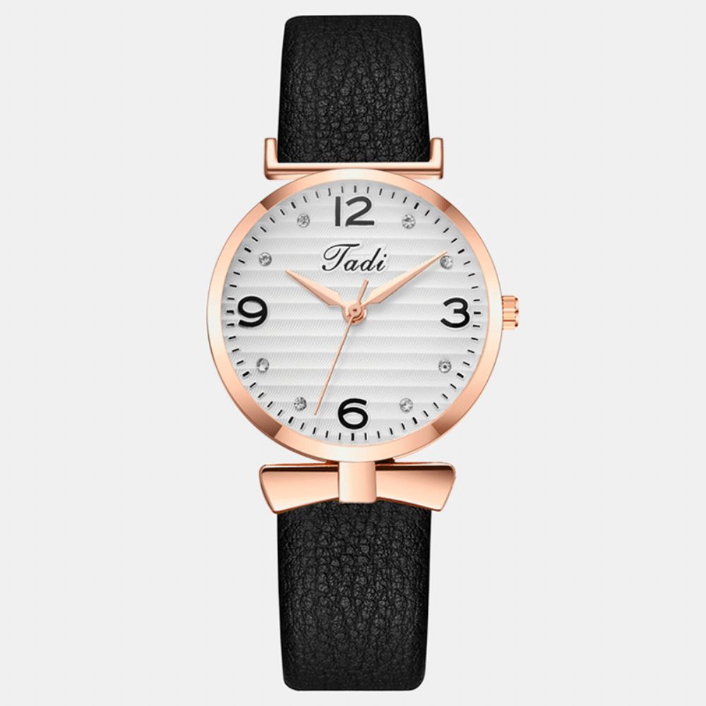 Vrije Tijd Sport Dames Elegante Horloges Lederen Band Arabische Cijfers Grote Quartz Horloge Met Drie Wijzers