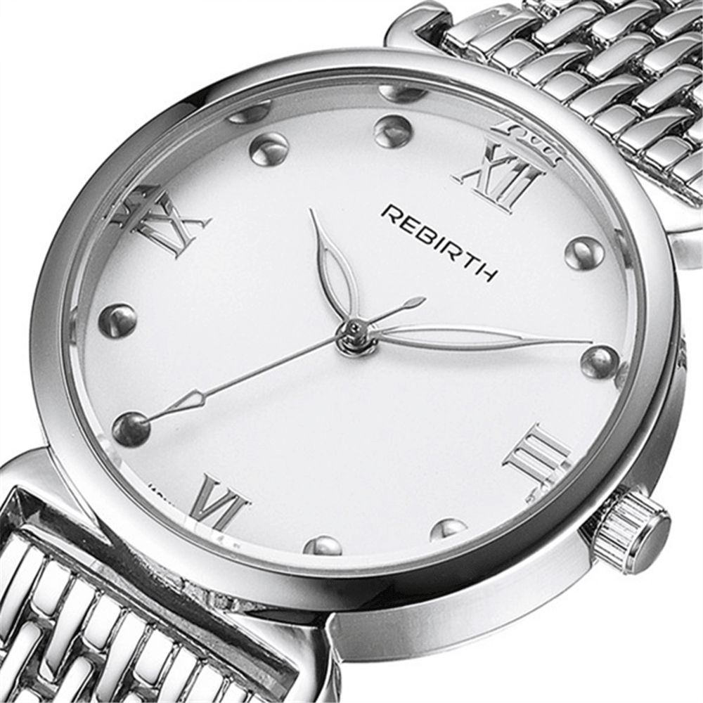 Wedergeboorte Re034 Full Steel Elegant Design Dames Polshorloge Romeins Nummer Quartz Horloges