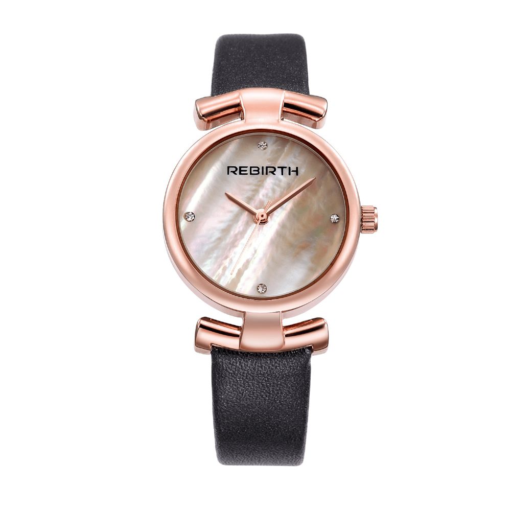 Wedergeboorte Re049 Eenvoudig Ontwerp Klok Dames Polshorloge Lederen Band Quartz Horloges