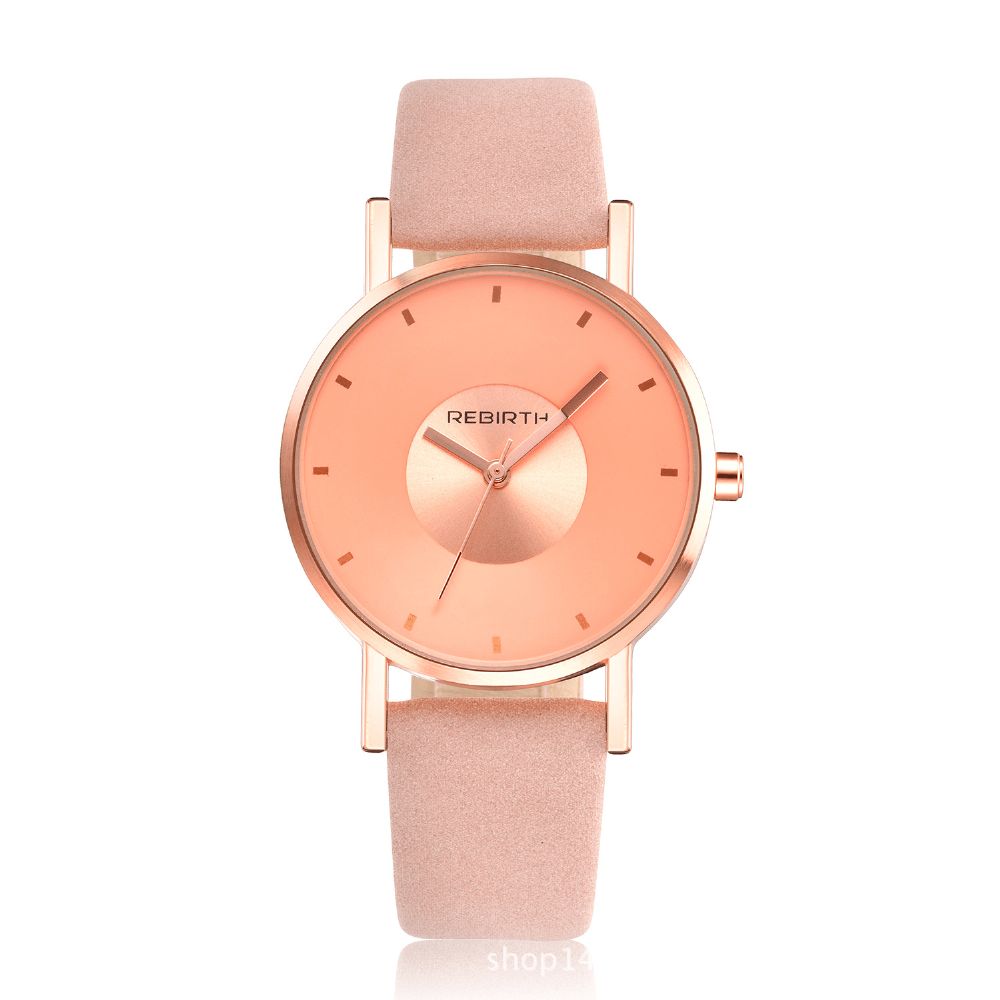 Wedergeboorte Re055 Rose Gold Case Dames Polshorloge Casual Style Gift Lederen Band Quartz Horloges