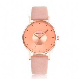 Wedergeboorte Re055 Rose Gold Case Dames Polshorloge Casual Style Gift Lederen Band Quartz Horloges