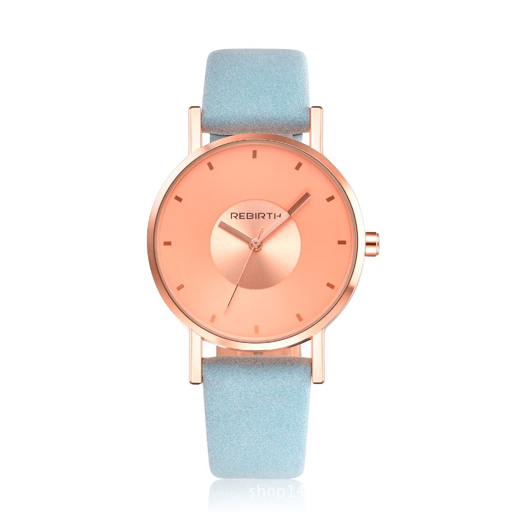 Wedergeboorte Re055 Rose Gold Case Dames Polshorloge Casual Style Gift Lederen Band Quartz Horloges