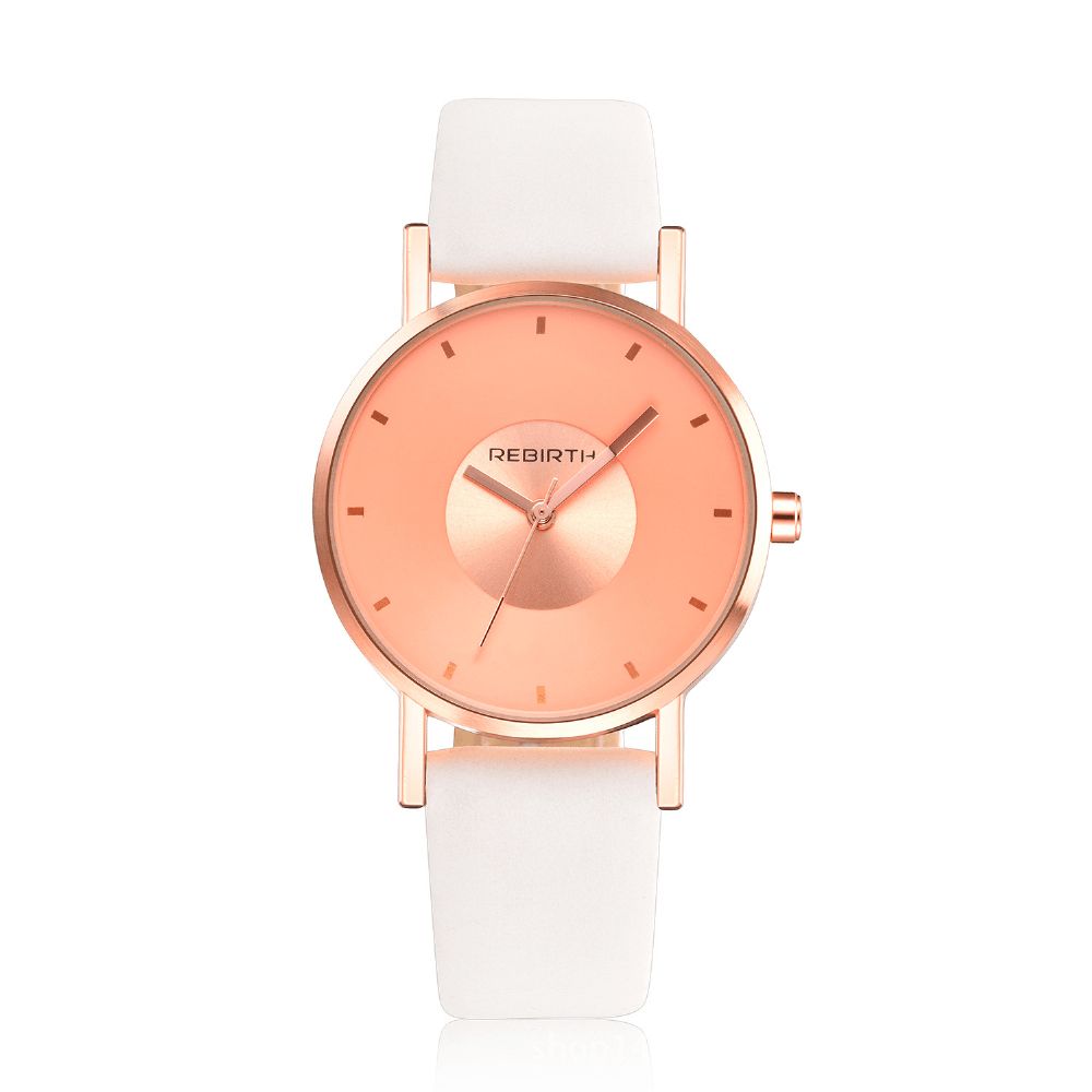 Wedergeboorte Re055 Rose Gold Case Dames Polshorloge Casual Style Gift Lederen Band Quartz Horloges