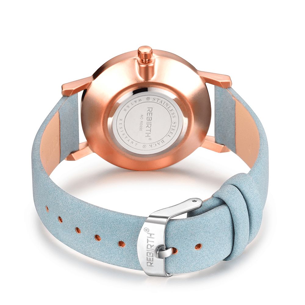 Wedergeboorte Re055 Rose Gold Case Dames Polshorloge Casual Style Gift Lederen Band Quartz Horloges