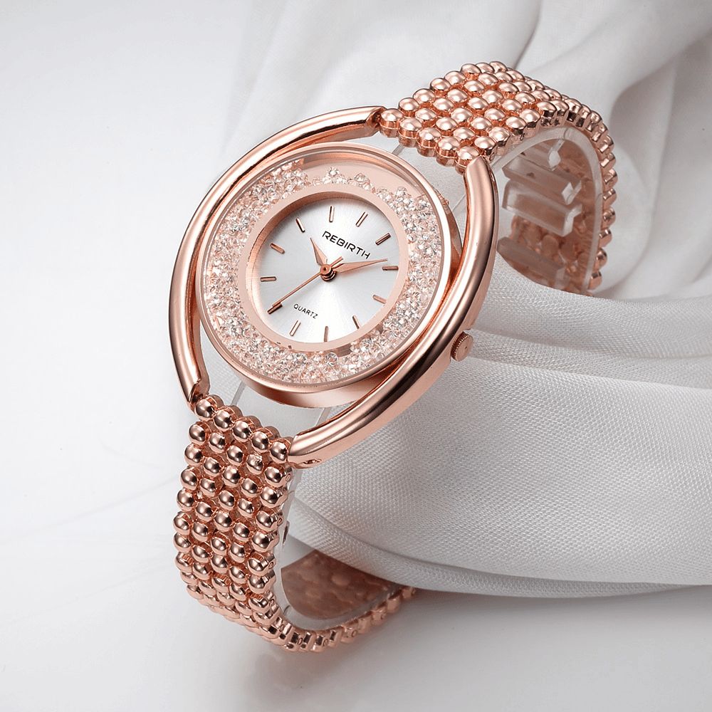 Wedergeboorte Re079 Mode Dames Quartz Horloge Dames Luxe Diamanten Stalen Band Armband Horloge