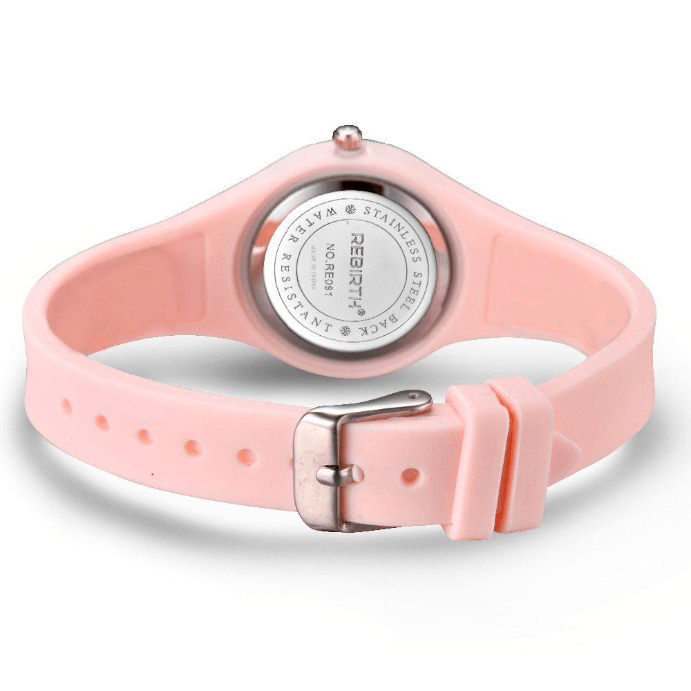 Wedergeboorte Re091 Casual Stijl Dames Polshorloge Siliconen Zachte Band Quartz Horloges