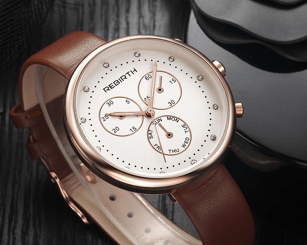 Wedergeboorte Re203 Casual Stijl Dames Polshorloge Decoratieve Kleine Wijzerplaten Quartz Horloge