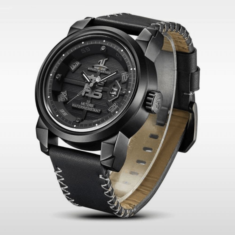 Weide Uv1509B-1C Mode Heren Quartz Horloge Creatieve Draak Chinees Lettertype Sport Horloge