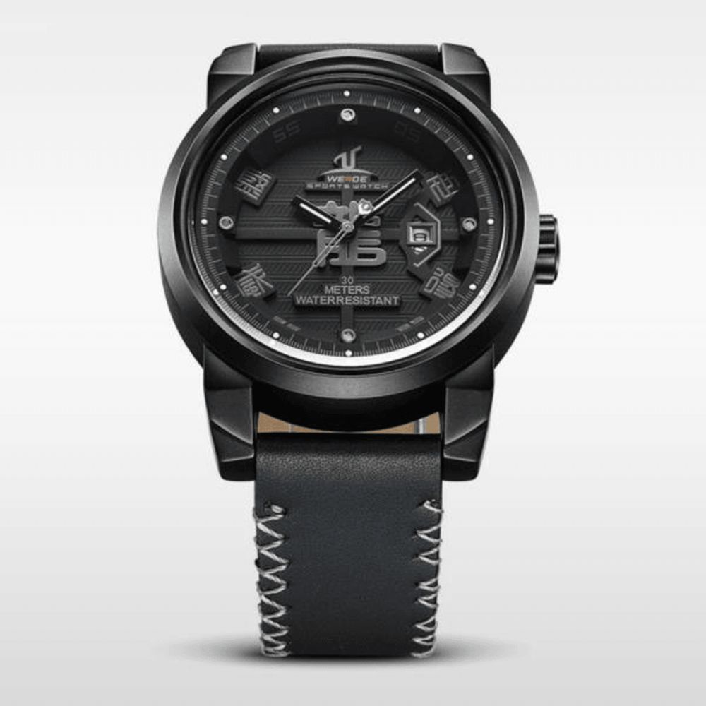 Weide Uv1509B-1C Mode Heren Quartz Horloge Creatieve Draak Chinees Lettertype Sport Horloge