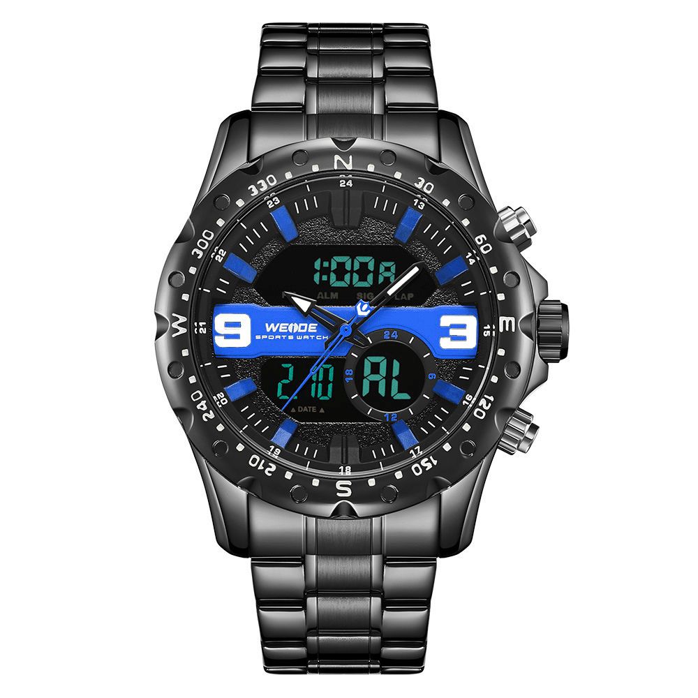 Weide Wh8502 Zakelijke Stijl Dual Display Horloge Lcd Digitale Chronograaf 3Atm Waterdicht Herenhorloge