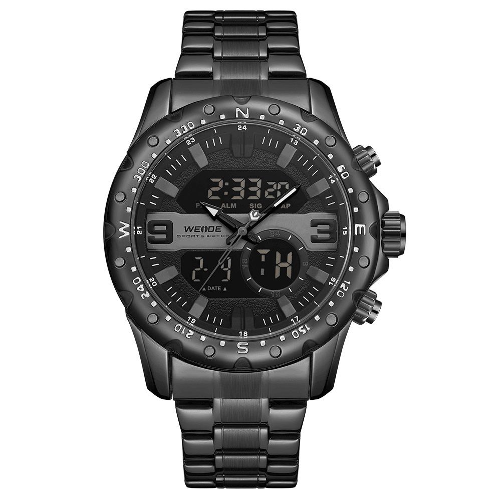 Weide Wh8502 Zakelijke Stijl Dual Display Horloge Lcd Digitale Chronograaf 3Atm Waterdicht Herenhorloge