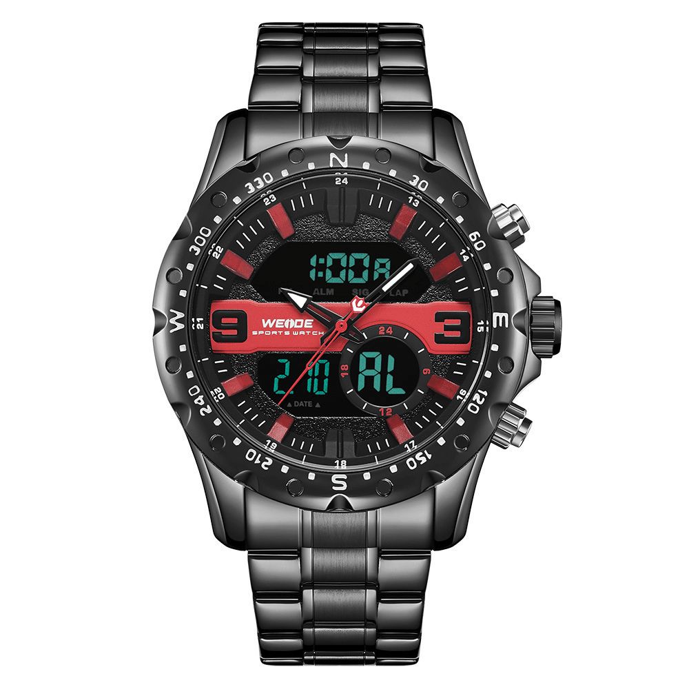 Weide Wh8502 Zakelijke Stijl Dual Display Horloge Lcd Digitale Chronograaf 3Atm Waterdicht Herenhorloge