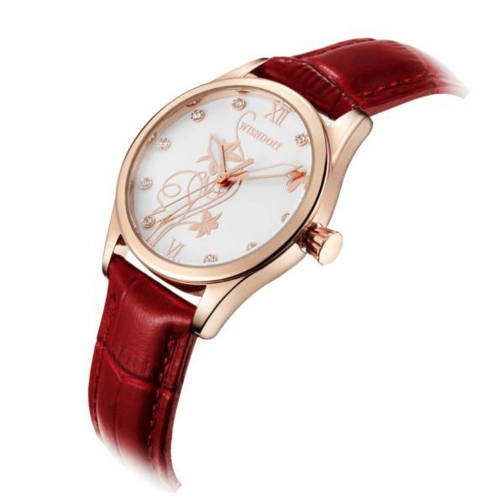 Wishdoit Wsd-005 Mode Dames Quartz Horloge Romeinse Cijfers Bloem Ijzeren Toren Polshorloge