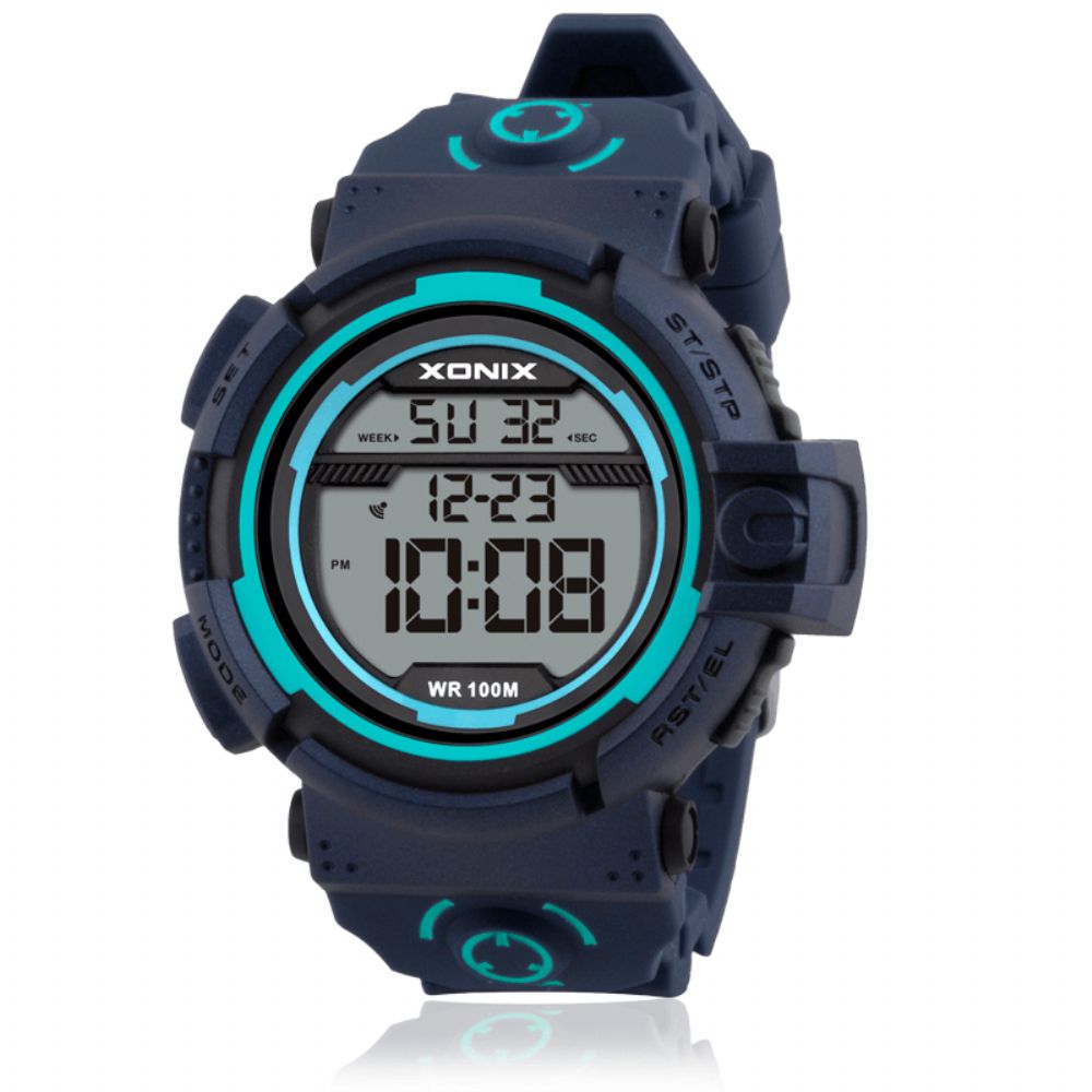 Xonix Nu 100M Waterdicht Lichtgevend Display Countdown Wekker Heren Digitaal Horloge