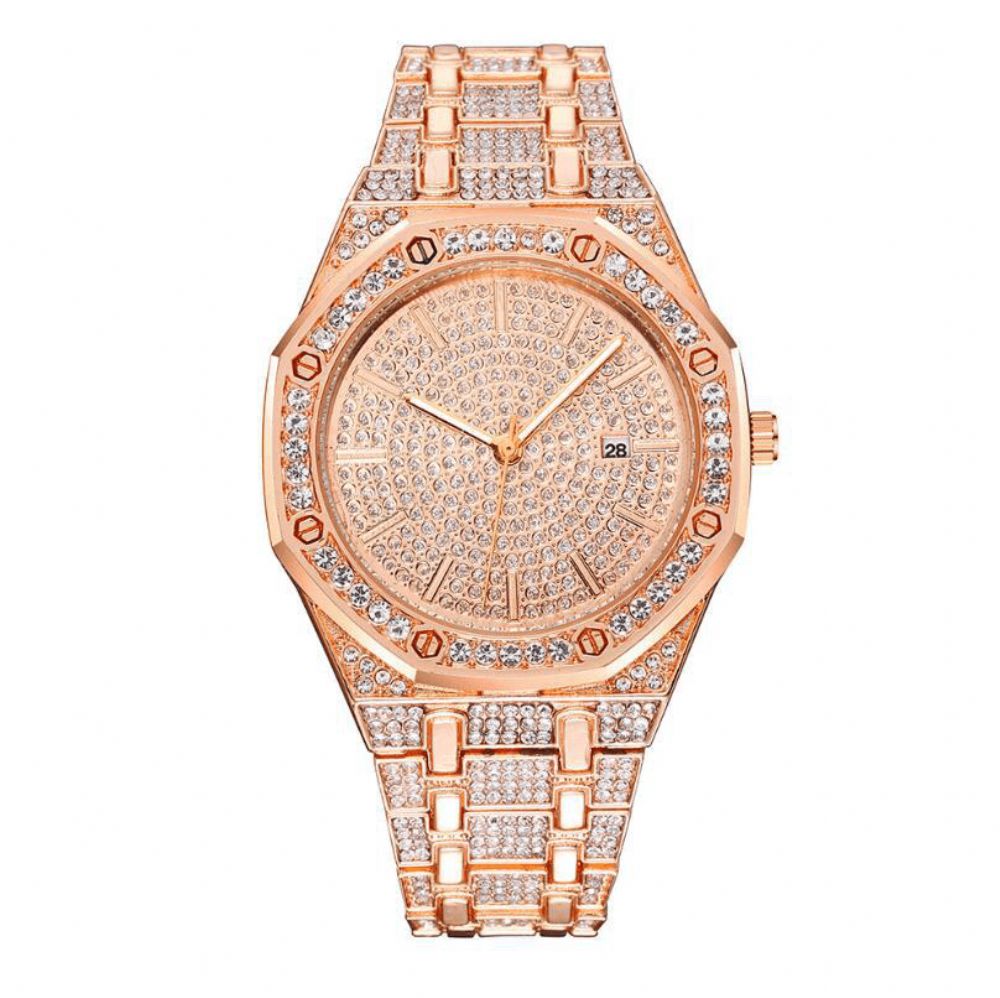 Xsvo Luxe Mode Volledig Strass Diamanten Horloge Unisex Quartz Horloge