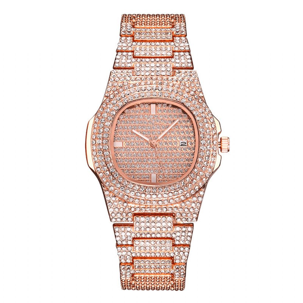 Xsvo Luxe Mode Volledig Strass Diamanten Horloge Unisex Quartz Horloge