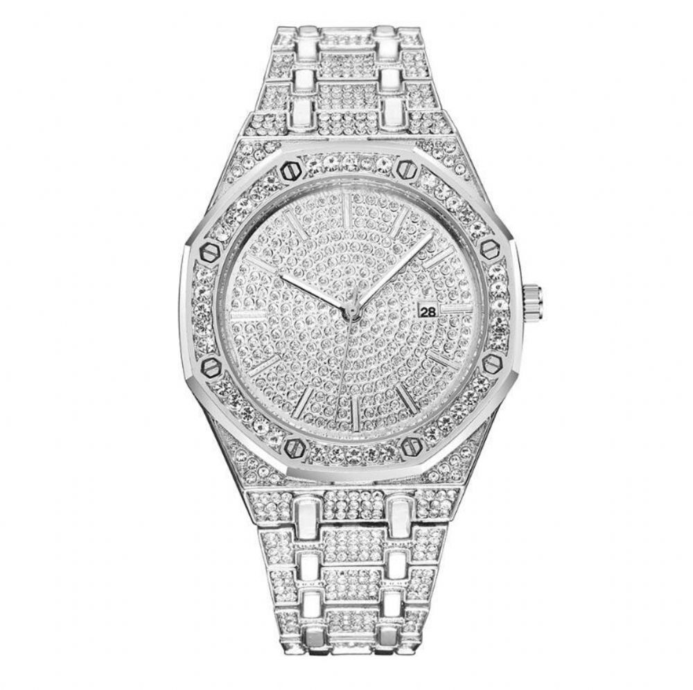 Xsvo Luxe Mode Volledig Strass Diamanten Horloge Unisex Quartz Horloge