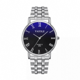 Yazole 268 Zakelijke Stijl Lichtgevende Display Waterdicht Heren Roestvrij Stalen Band Quartz Horloge