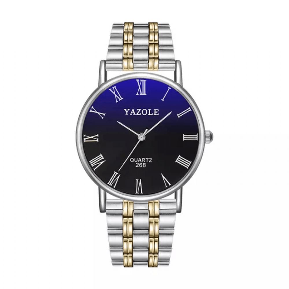 Yazole 268 Zakelijke Stijl Lichtgevende Display Waterdicht Heren Roestvrij Stalen Band Quartz Horloge