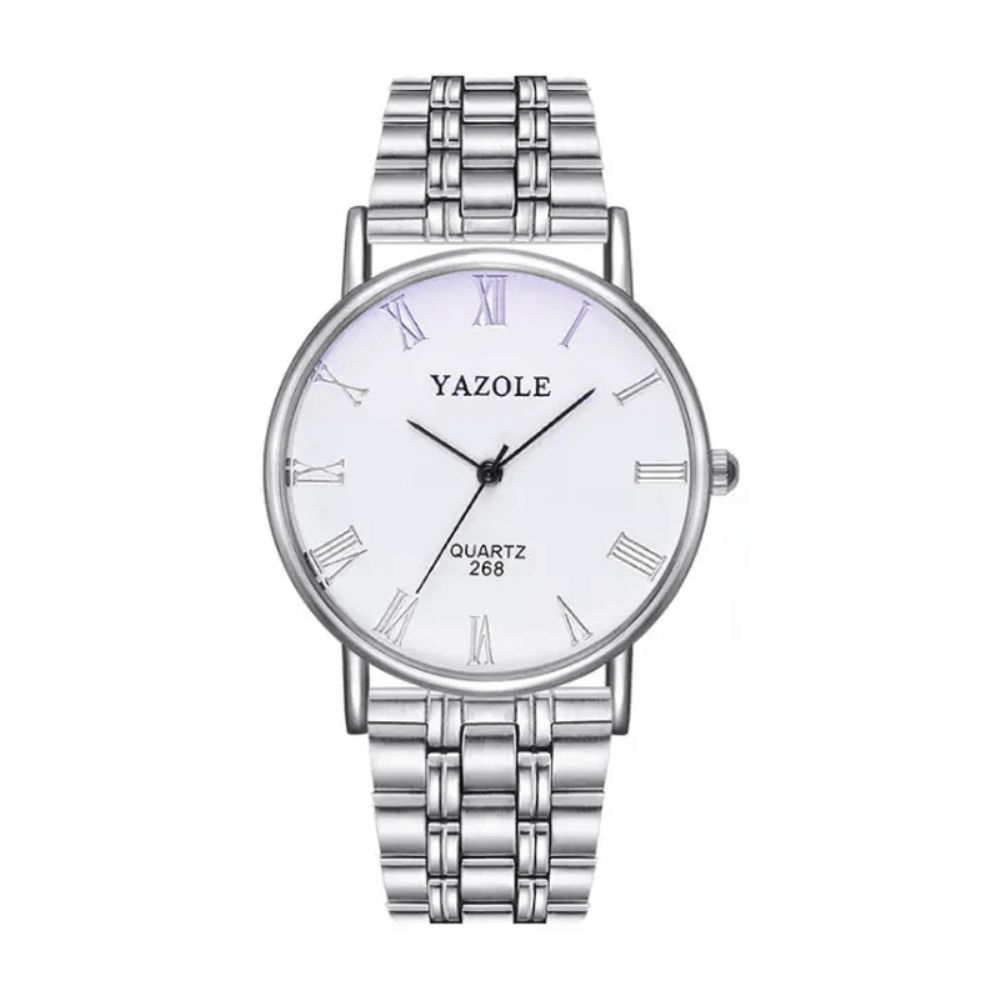 Yazole 268 Zakelijke Stijl Lichtgevende Display Waterdicht Heren Roestvrij Stalen Band Quartz Horloge