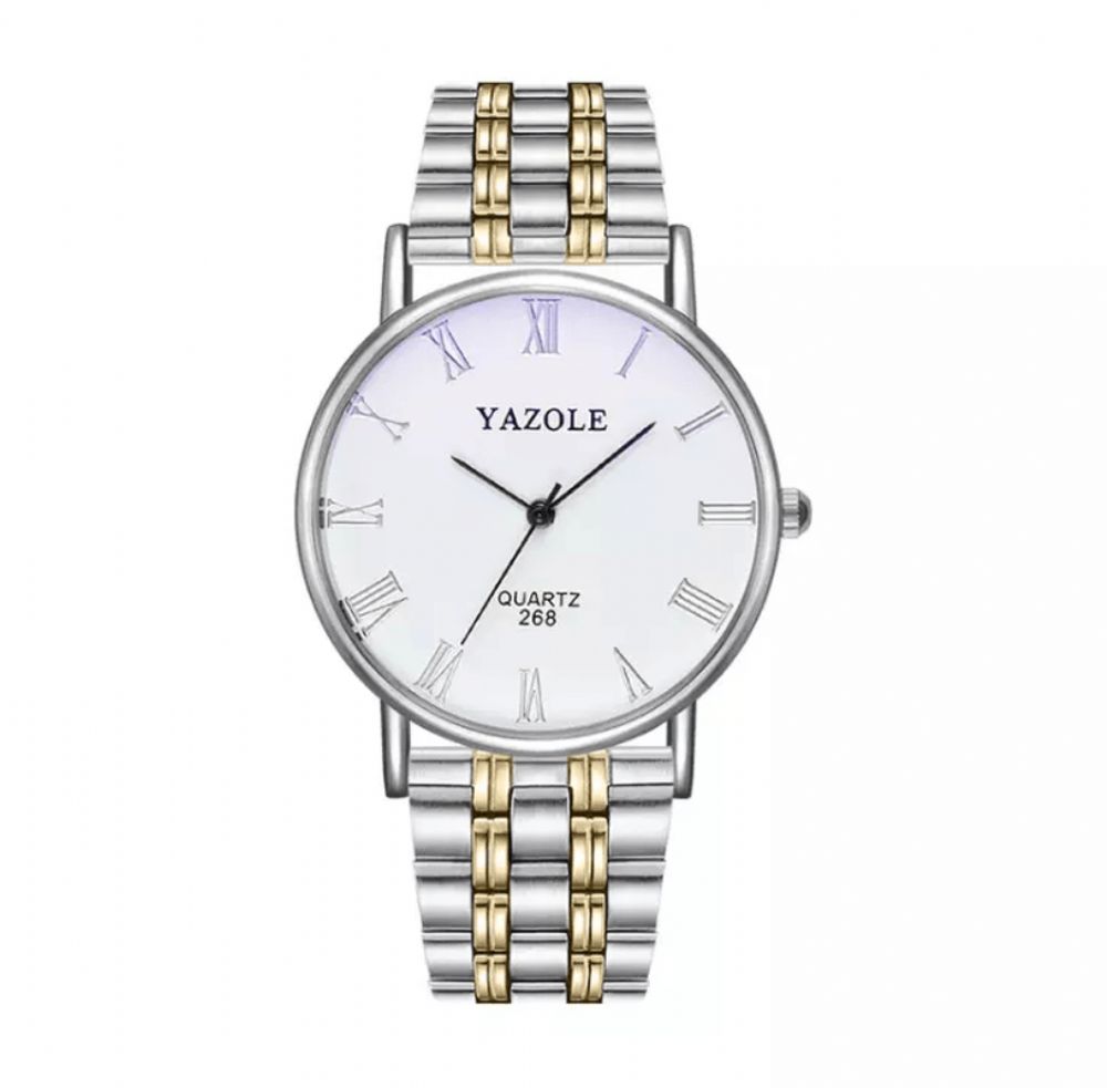 Yazole 268 Zakelijke Stijl Lichtgevende Display Waterdicht Heren Roestvrij Stalen Band Quartz Horloge