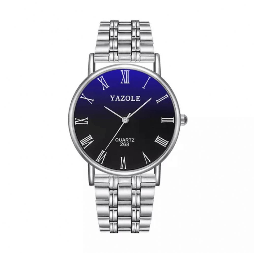 Yazole 268 Zakelijke Stijl Lichtgevende Display Waterdicht Heren Roestvrij Stalen Band Quartz Horloge